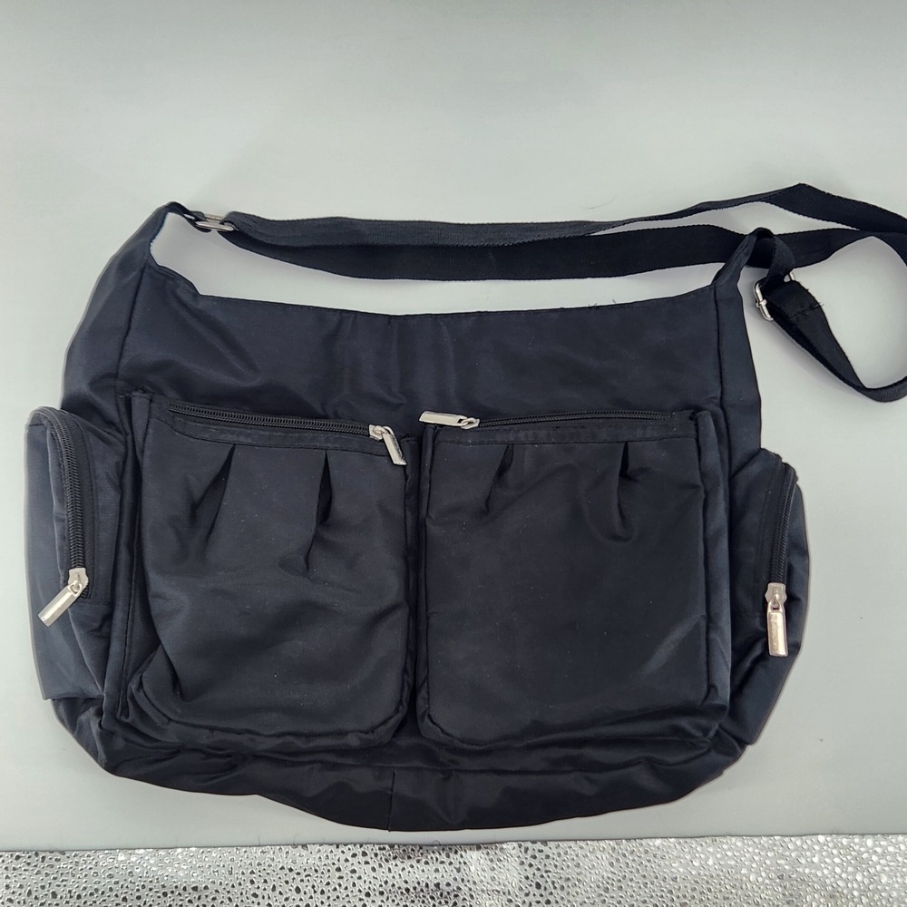 Gold Coast Black Nylon Messenger Bag Multi Pocket‎ Crossbody Travel Work Bag